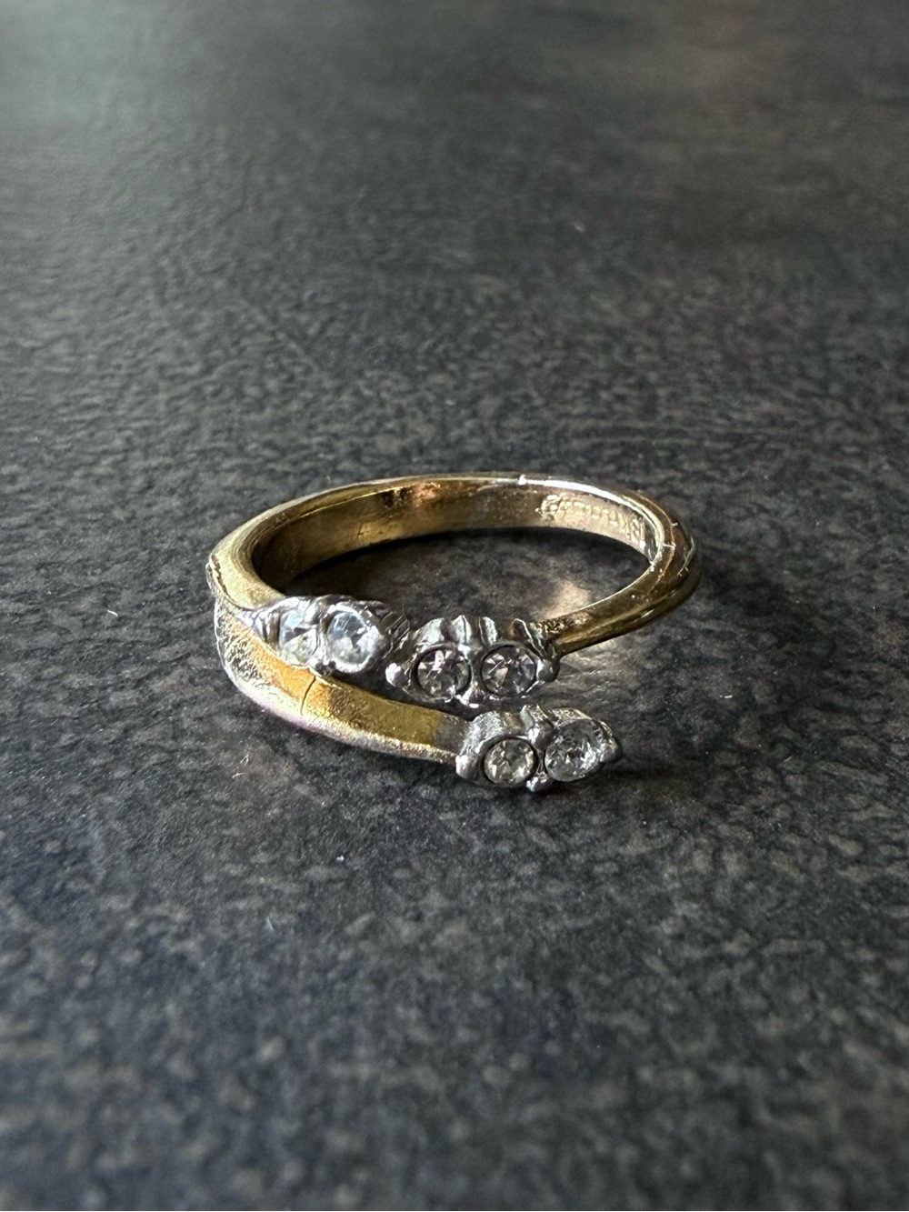 Vintage Gold-Tone Rhinestone Wrap Ring 6.5 18K HGE